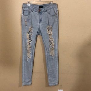Forever 21 Plus Jeans Light Wash Distressed Rips